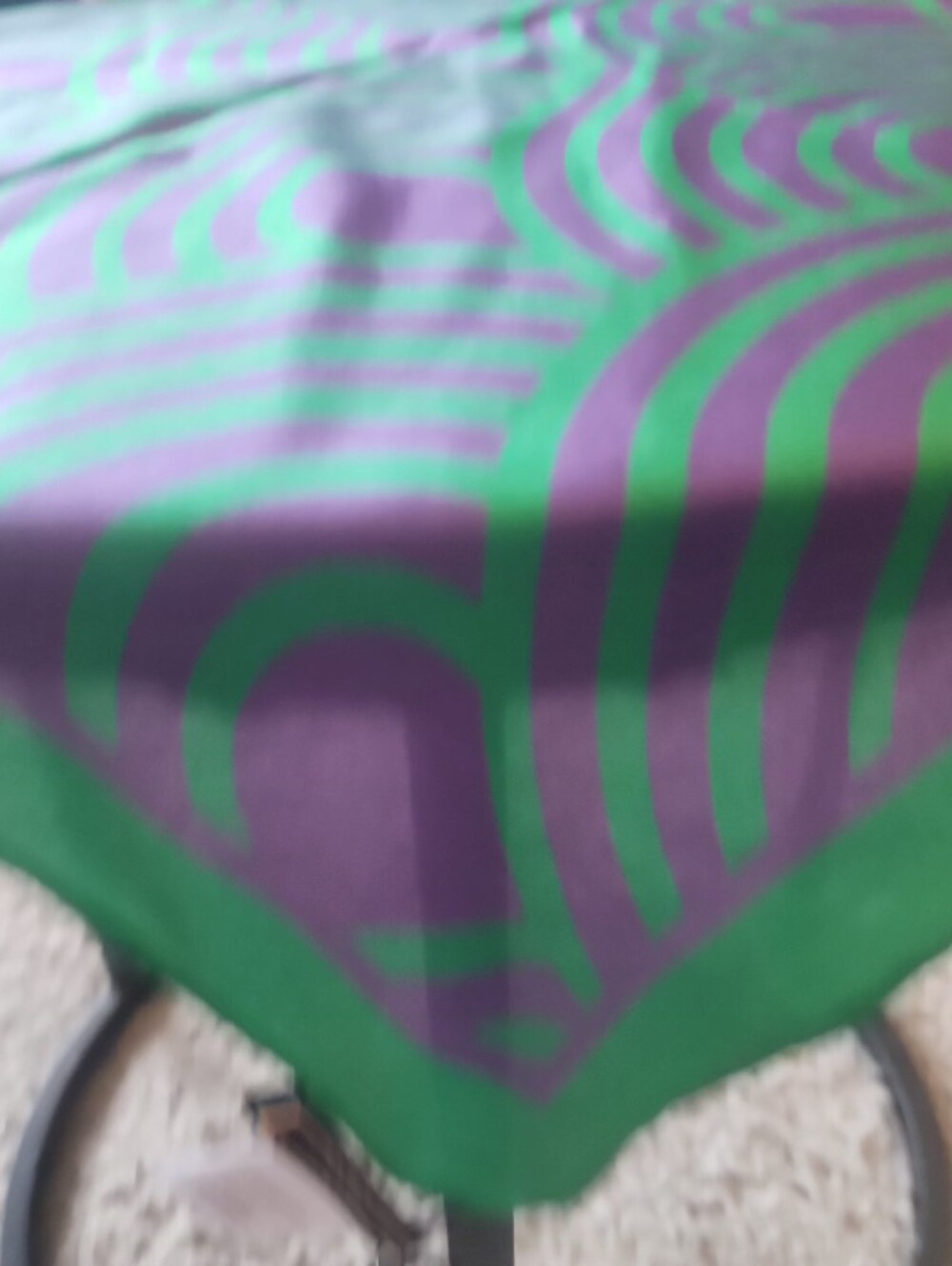 Kurt Geiger Green & Purple Geometric Silk Neck Scarf - Picture 7 of 11